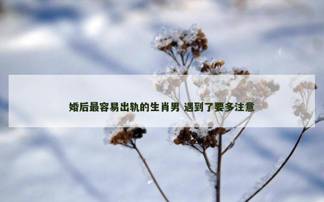婚后最容易出轨的生肖男 遇到了要多注意