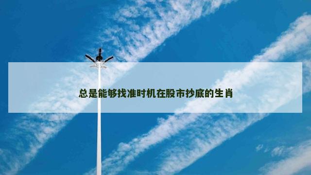 总是能够找准时机在股市抄底的生肖