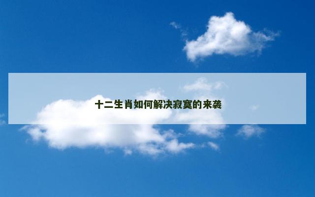 十二生肖如何解决寂寞的来袭