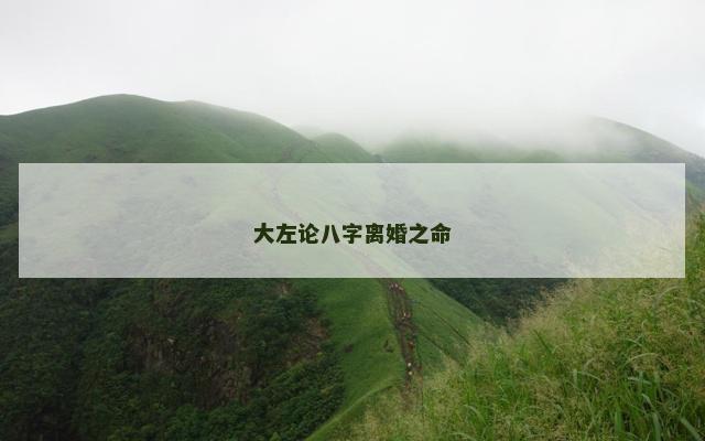 大左论八字离婚之命