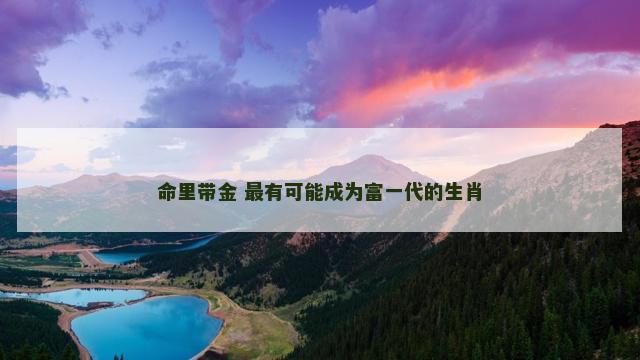 命里带金 最有可能成为富一代的生肖