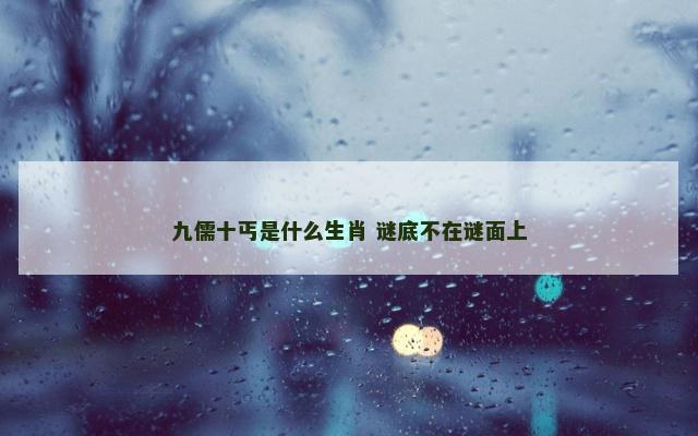 九儒十丐是什么生肖 谜底不在谜面上