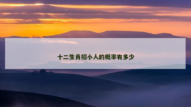 十二生肖招小人的概率有多少