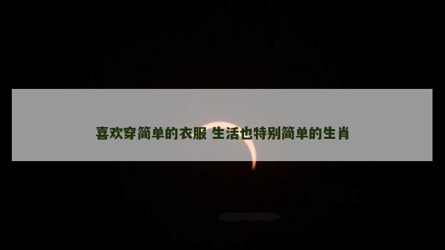 喜欢穿简单的衣服 生活也特别简单的生肖