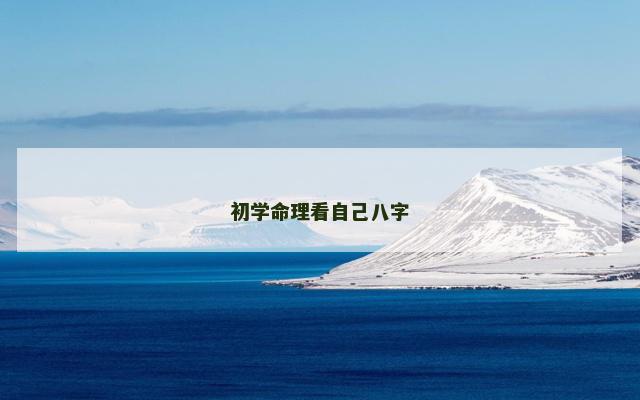 初学命理看自己八字