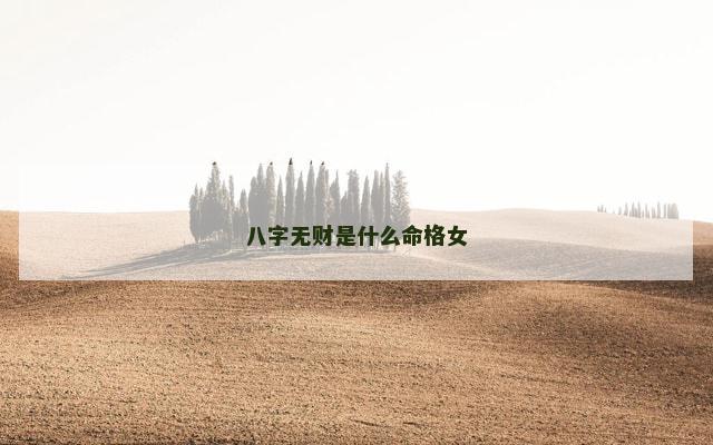 八字无财是什么命格女