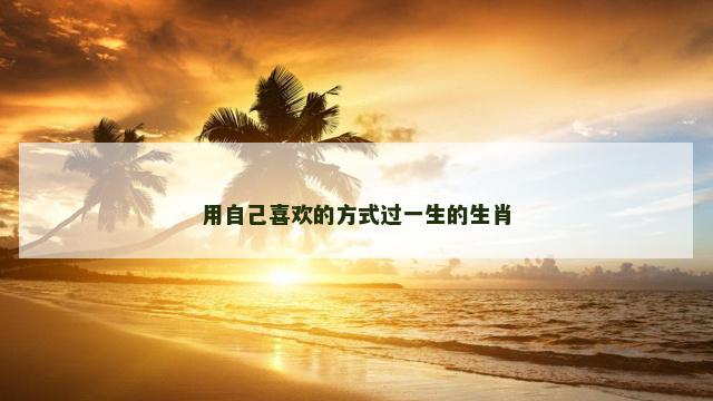 用自己喜欢的方式过一生的生肖