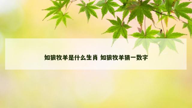 如狼牧羊是什么生肖 如狼牧羊猜一数字