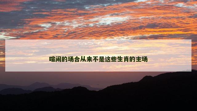 喧闹的场合从来不是这些生肖的主场