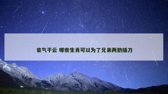 豪气干云 哪些生肖可以为了兄弟两肋插刀