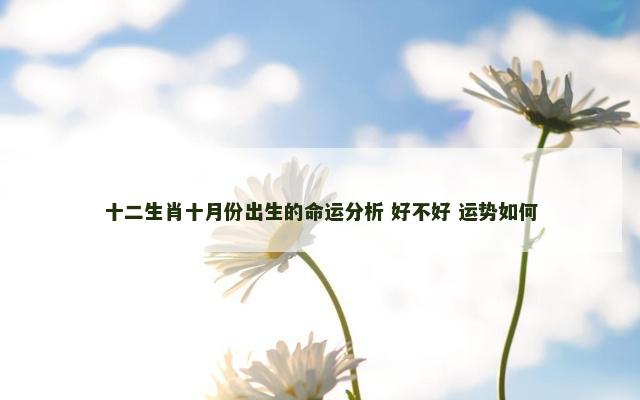 十二生肖十月份出生的命运分析 好不好 运势如何