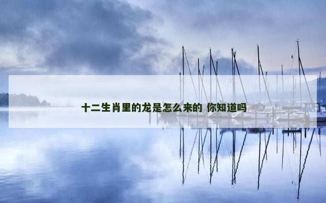 十二生肖里的龙是怎么来的 你知道吗