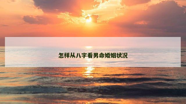 怎样从八字看男命婚姻状况
