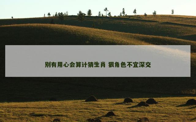 别有用心会算计猜生肖 狠角色不宜深交