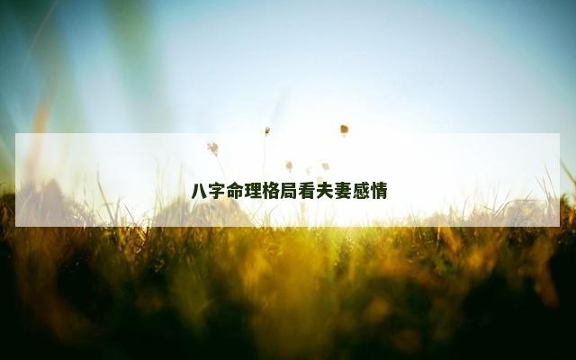 八字命理格局看夫妻感情