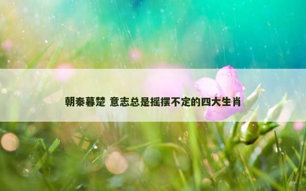 朝秦暮楚 意志总是摇摆不定的四大生肖