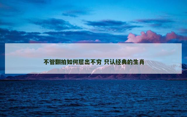 不管翻拍如何层出不穷 只认经典的生肖