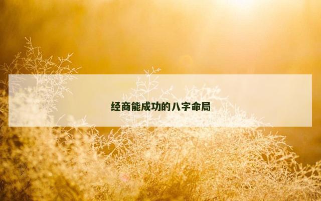 经商能成功的八字命局