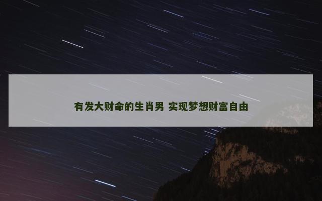 有发大财命的生肖男 实现梦想财富自由