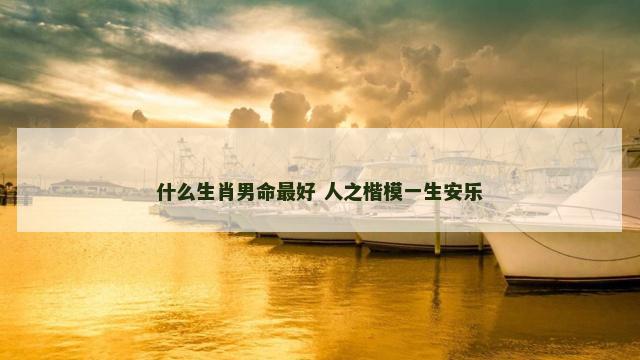 什么生肖男命最好 人之楷模一生安乐