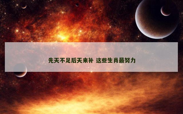 先天不足后天来补 这些生肖最努力