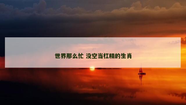 世界那么忙 没空当杠精的生肖
