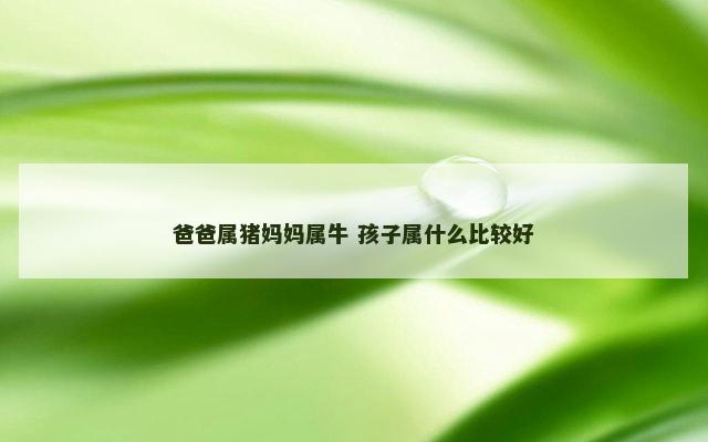 爸爸属猪妈妈属牛 孩子属什么比较好