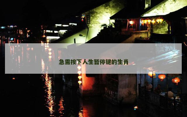 急需按下人生暂停键的生肖
