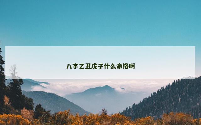 八字乙丑戊子什么命格啊 八字乙丑戊子什么命格啊