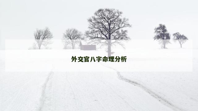 外交官八字命理分析