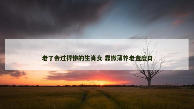 老了会过得惨的生肖女 靠微薄养老金度日