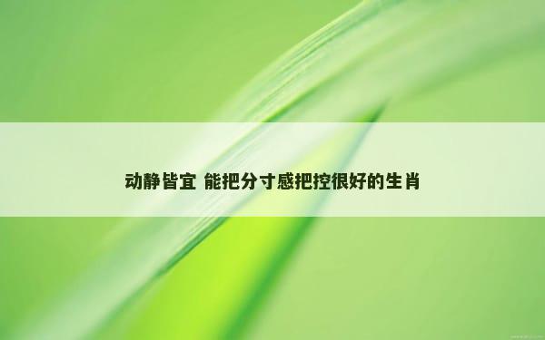 动静皆宜 能把分寸感把控很好的生肖