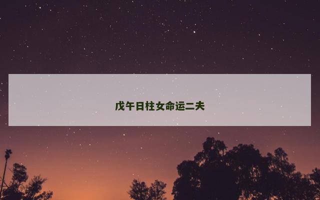 戊午日柱女命运二夫
