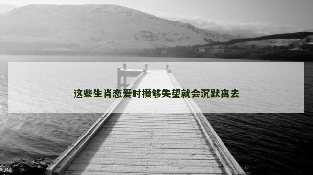 这些生肖恋爱时攒够失望就会沉默离去
