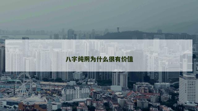八字纯阴为什么很有价值
