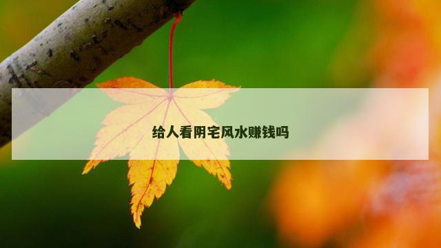 给人看阴宅风水赚钱吗