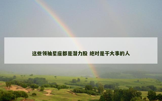 这些领袖星座都是潜力股 绝对是干大事的人