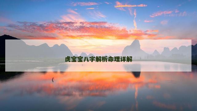虎宝宝八字解析命理详解
