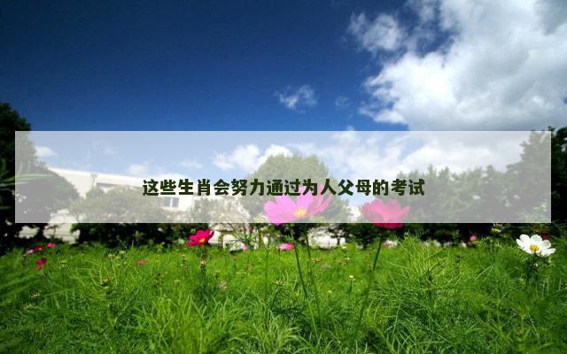 这些生肖会努力通过为人父母的考试