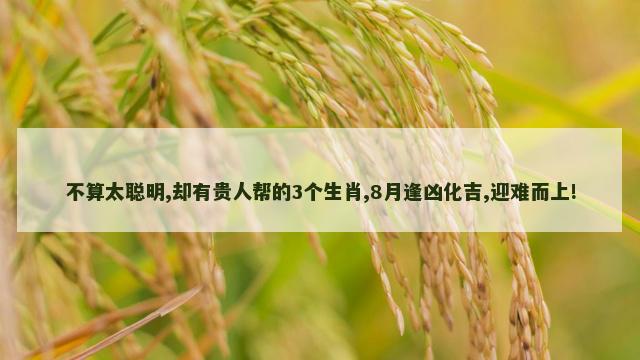 不算太聪明,却有贵人帮的3个生肖,8月逢凶化吉,迎难而上!