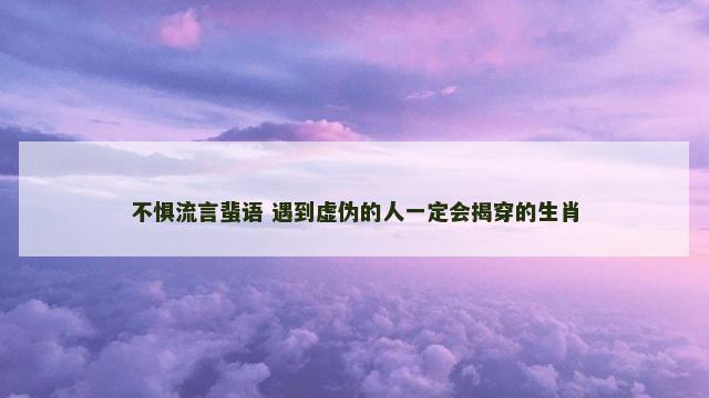 不惧流言蜚语 遇到虚伪的人一定会揭穿的生肖