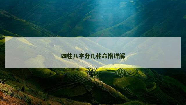 四柱八字分几种命格详解