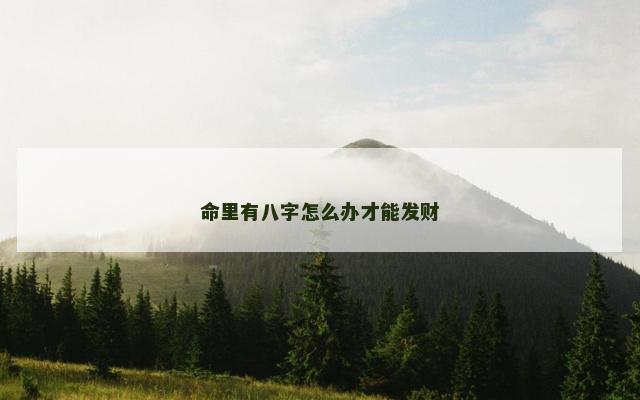 命里有八字怎么办才能发财