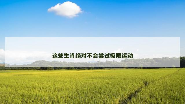这些生肖绝对不会尝试极限运动
