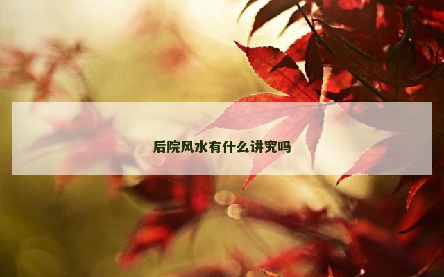 后院风水有什么讲究吗