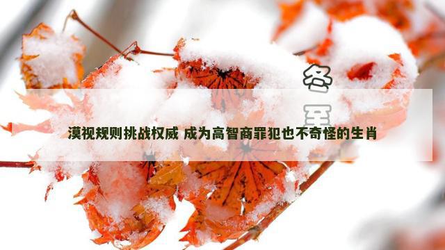 漠视规则挑战权威 成为高智商罪犯也不奇怪的生肖