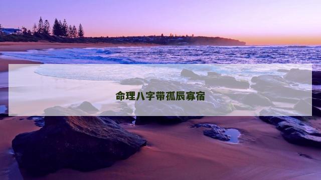 命理八字带孤辰寡宿