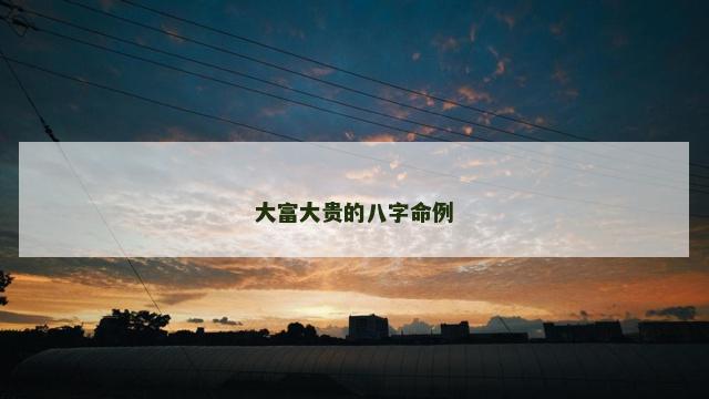 大富大贵的八字命例