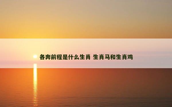 各奔前程是什么生肖 生肖马和生肖鸡