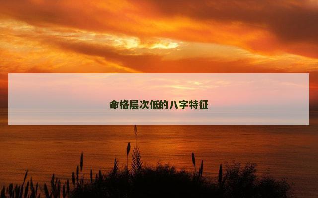 命格层次低的八字特征